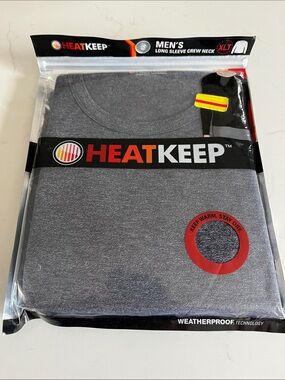 HeatKeep Men’s Long Sleeve Crew Neck Thermal Shirt - Gray (XLT)